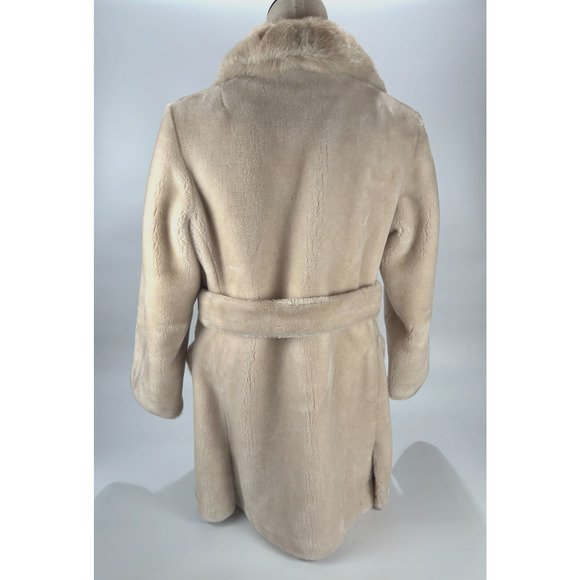 Vintage Borgana Faux Fur Coat Womens M L Tan Teddy Bear Mob Wife 50s - Picture 3 of 13